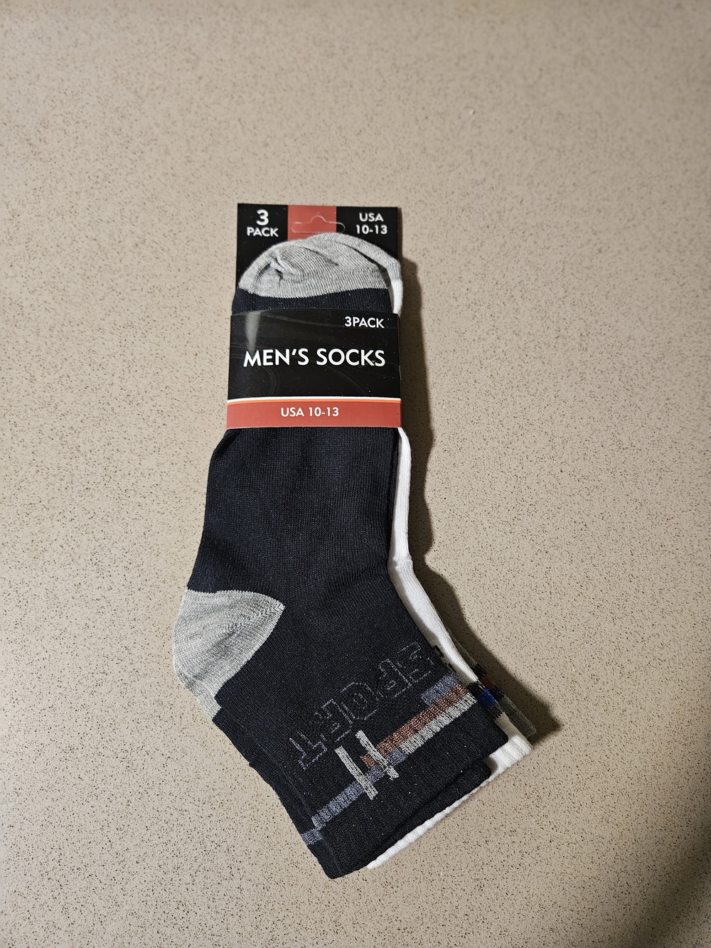 🧦 Men's Athletic Socks 3-Pack Size 10-13